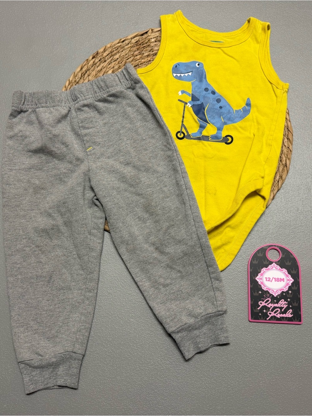 Garanimals Yellow Dino Tank & Gray Jogger Set
